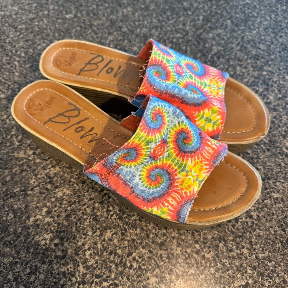 Blowfish Red and Blue Sandals ..Vibrant Summer